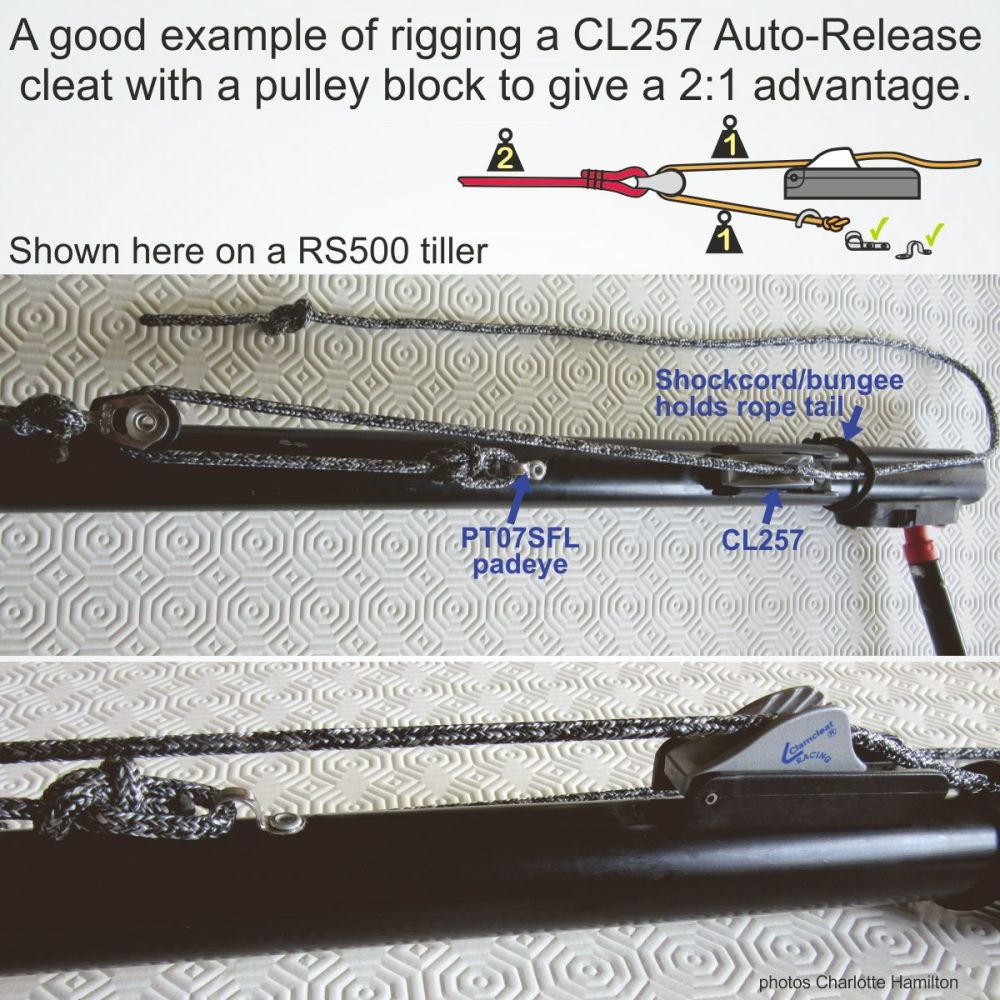 Pico, Tiller, Rudder blade downhaul- CL257 Auto-Release Racing Mini