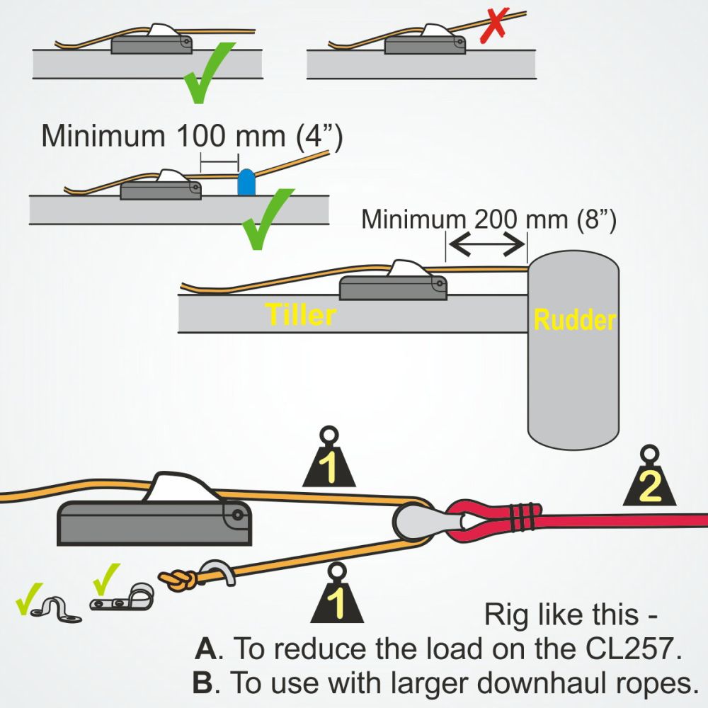 Pico, Tiller, Rudder blade downhaul- CL257 Auto-Release Racing Mini