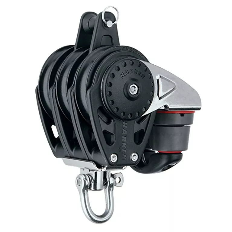 Harken 40mm Triple Ratchet Block — Swivel, Becket, Cam Cleat